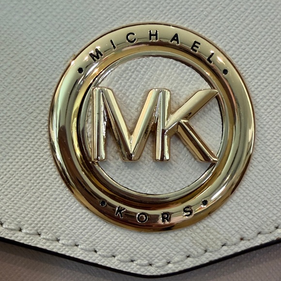 Michael Kors Carmen Medium Color-Block Saffiano Leather Blush Belted Satchel - Picture 2 of 12